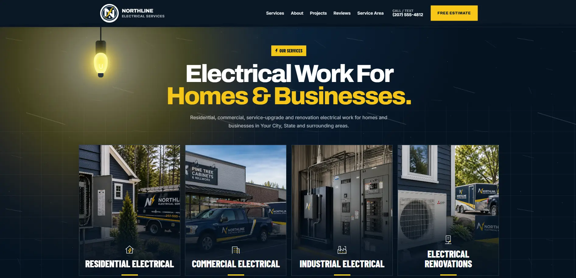 Example of an SCG contractor website for an electrical business